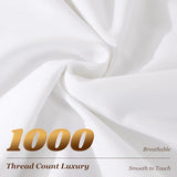 LBRO2M 1000 Thread Count 100% Cotton Sheets Set,King Size Bed Sheet 4 Piece Sets,Long Staple,16 Inches Deep Pocket,All Season,Bedding Super Soft Comforterble Breathable,Sateen Weave(White) LBRO2M