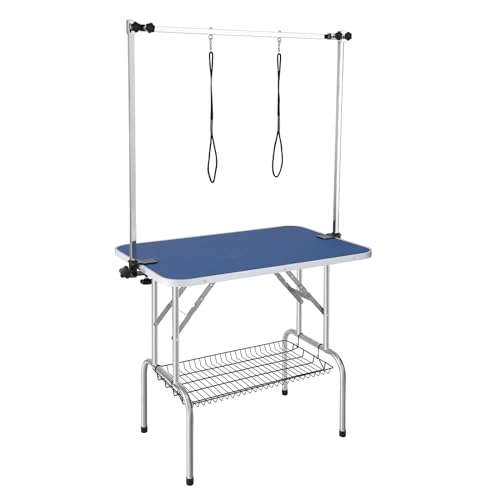VEVOR Pet Grooming Table, 36 x 24 Inch with 2 Height Adjustable Arms, 330LBS Static Weight Capacity, Foldable Dog Groom Station with No-Sit Haunch Holder with Grooming Loop, for Medium and Small Dogs VEVOR