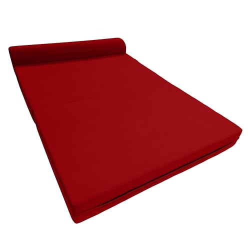D&D Futon Furniture Sleeper Chair Folding Foam Bed, Portable Studio Guest Sofa Beds 6 x 48 x 72 Red D&D Futon Furniture