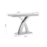 Henf Faux Marble Luxury Console Table with X-Shape Steel Base, 47in Marble Top Narrow Table Console Sofa Table Behind Couch for Living Room, White Mable Entryway Table Foyer Table for Entrance Henf