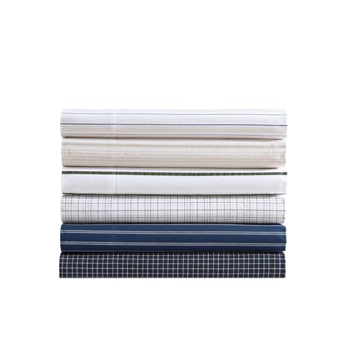 Nautica - Full Sheets, Premium Cotton Percale Bedding Set, Plaid Home Decor, Oeko-Tex Certified (Reece Plaid Navy, Full) Nautica