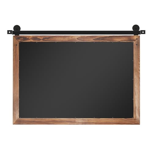 COGOOD Farmhouse Barn Door Mirror - 41" x 26" Rustic Wood Framed Wall Mirror for Bathroom, Living Room, Bedroom Wall Decor (Brown) COGOOD