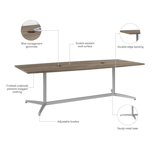 BOWERY HILL 96W x 42D Boat Shaped Conference Table in Modern Hickory BOWERY HILL