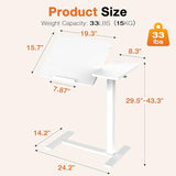 Sweetcrispy Small Standing Desk Rolling Table Adjustable Height, Laptop Mobile Stand with Wheels, Portable Computer Workstation with Tiltable Desktop for Teacher Classroom Home Office, White Sweetcrispy