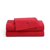 Tommy Hilfiger - Sheet Set, Cotton Percale Bedding with Matching Pillowcase, Crisp & Cool, Solid Home Essentials (Red, Twin) Tommy Hilfiger