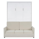LZ LEISURE ZONE White Full Size Murphy Bed with Sofa - Space-Saving Wall Bed with Comfortable Cushion, Ideal for Home Office, Small Rooms, or Apartments LZ LEISURE ZONE