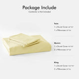 FOSSA Duvet Cover Set 100% Washed Cotton Linen Feel Super Soft Breathable Cozy 3 Pieces Bedding Sets Solid Pastel Yellow Full/Double FOSSA