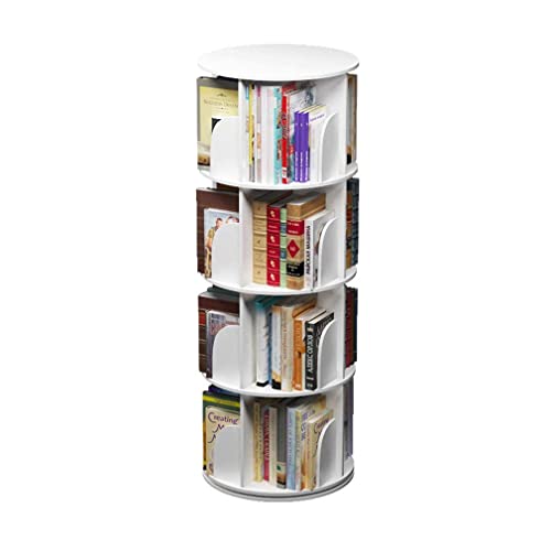 Intexca 4-Tier 360° Rotating Stackable Bookshelf Organizer in White Intexca