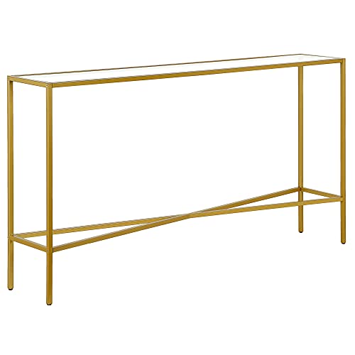 Henn&Hart 55" Glass Rectangular Console Table Entryway Table, Sofa Table for Entryway, Living Room, Couch, Hallway, or Office, Gold Henn&Hart