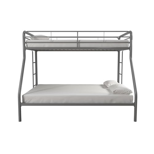 DHP Dusty Metal Bunk Bed with Secured Ladders, Twin/Full, Silver DHP