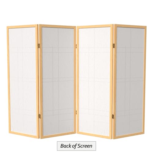 4 ft. Short Eudes Shoji Screen - Natural - 4 Panels Red Lantern