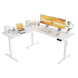 Agilestic 59 Inch L Shaped Standing Desk Adjustable Height, Electric Corner Standing Desk, Sit Stand Computer Table with Splice Board, White Agilestic