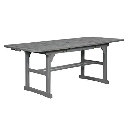 Walker Edison Maui Modern Solid Acacia Wood Slatted Patio Dining Table, 78 Inch, Grey Wash - WoodArtSupply