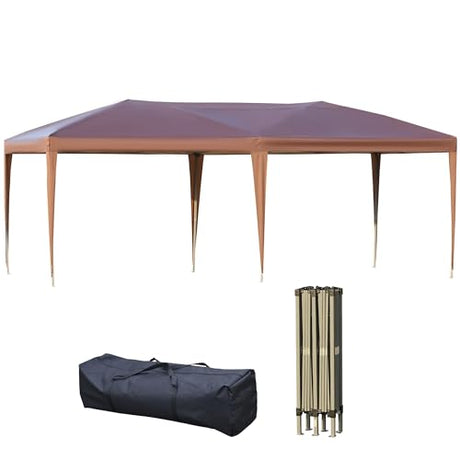 Outsunny 10' x 20' Pop Up Canopy Tent, Upgraded Heavy Duty Tents for Parties, Outdoor Instant Gazebo Sun Shade Shelter with Carry Bag, for Catering, Events, Wedding, Backyard BBQ, Coffee Outsunny