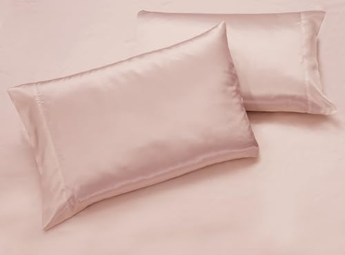 Comfy Deal Hight Thread Count Solid Color Soft Silky Charmeuse Satin Luxury and Super Soft Bed Sheet Set Or Pillowcase (Blush, Full) Comfy Deal
