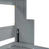 Full Horizontal Murphy Bed with Desk,Solid Wood Folding Hideaway Murphy Wall Bed for Adult,Guest Room (Grey) MERITLINE