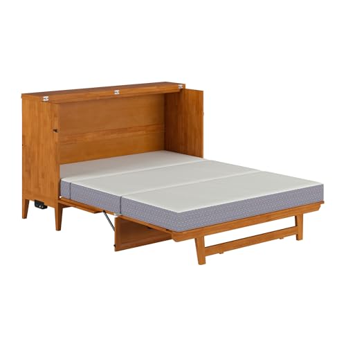 AFI, Santa Fe Queen Murphy Bed Chest with 6" Mattress & Built-in USB Charger, Light Toffee AFI