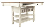 Signature Design by Ashley Bolanburg Farmhouse Counter Height Dining Room Table, White & Brown Signature Design by Ashley