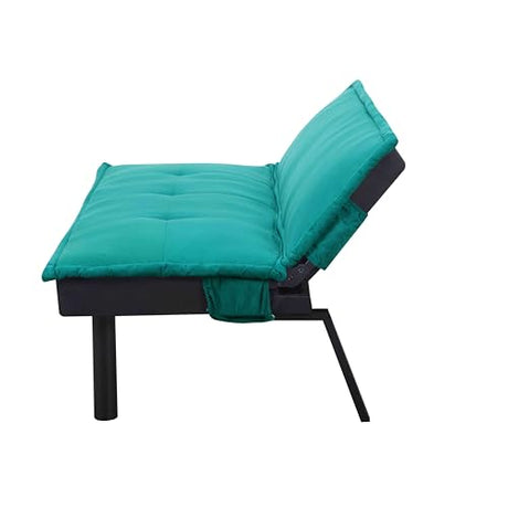Aceinheu Convertible Futon Sofa Bed, Compact Adjustable Twin Sleeper Couch with Metal Frame & Polyester Upholstery, Perfect for Small Spaces, Office, Bedroom & Dorm (Velvet-Green) Aceinheu