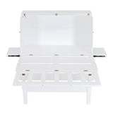 Merax Murphy Bed Full Size with USB Port and Slide-Out Shelves on Each Side, 2-in-1 Foldable Bed Frame Cabinet Desk for Bedroom Guest Room Living Room (White) Merax