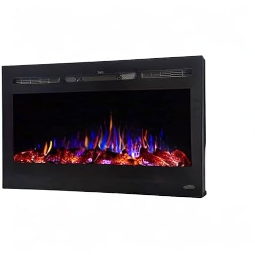 Touchstone Smart Electric Fireplace-The Sideline 36" Wide-in Wall Recessed - 30 Realistic Ember Color/Flame Options - 1,500W Heater w/Thermostat - Log & Crystal Hearth Options - Alexa/WiFi Enabled Touchstone