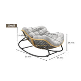 Virplik Oversized Papasan Rocking Chair with Extra Thick Cushion, Rattan Wicker Egg Chair for Indoor & Outdoor Use – Cozy Swivel Lounge Chair for Patio, Living Room, Bedroom, or Porch, Grey