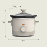 bella 1.5 Qt Slow Cooker with 3 Heat Manual Control, EverGood™ Ceramic Nonstick Coating, Dishwasher Safe Stoneware Pot and Tempered Glass Lid, Tangle Free Cord Wrap & Cool Touch Handles, Oatmilk BELLA