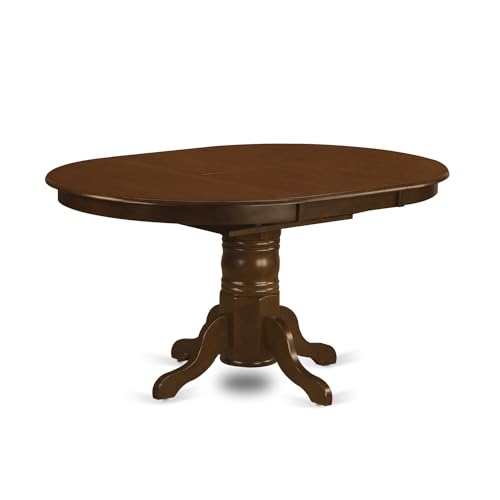 HomeStock Linen White Dining Table Set with 6 Wooden Chairs - Oval Kitchen Table Espresso/37 Chair HomeStock