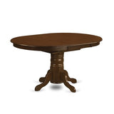 HomeStock Linen White Dining Table Set with 6 Wooden Chairs - Oval Kitchen Table Espresso/37 Chair HomeStock