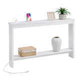 ZGREN Narrow Sofa Table with Outlet and USB Port, Behind Couch Table Skinny Console Table with Charging Station Thin and Long Slim Entryway Table for Living Room, Hallway, Entry Hall, Foyer, White ZGREN