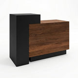 YTElantivo Reception Desk with Counter, Built with 1 Inch Thick Panels, Lockable Drawer, Adjustable Shelves & Reversible Design