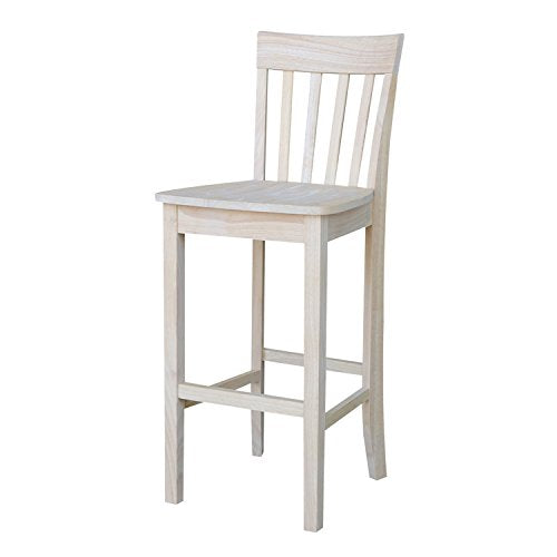 International Concepts Slat Back Stool, 30-Inch SH, Unfinished IC International Concepts