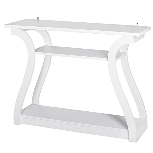 ZENY Console Table, Entryway Table with 3 Tier Storage Shelves, Narrow Long Sofa Table for Entryway, Living Room, Hallway, Couch, Foyer, White ZENY