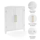 Crosley Furniture Roarke Stackable Corner Pantry Storage Cabinet with Shelves, Kitchen, Dining, Laundry, White Crosley Furniture