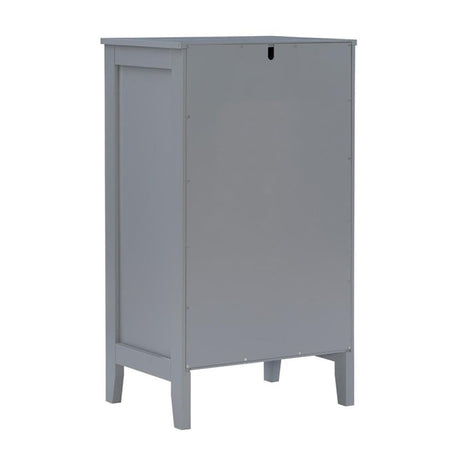 Linon Betty Small Wood Cabinet with a Glass Paneled Door and 3 Shelves in Gray Linon