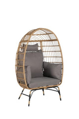 Oversized Patio Egg Chair, Wicker Rattan Egg Chair for Adult, Indoor Outdoor Patio Large Wicker Basket with Water-Resistant Cushion, Outdoor Lounge 360Lbs Capacity - Dark Gray cattino