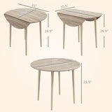 HOMCOM 35" Round Folding Dining Table, Collapsible Drop Leaf Table for Small Spaces, Small Kitchen Table with Solid Wood Legs for Dining Room, Oak HOMCOM