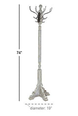 Deco 79 Wood Vintage Style 12 Hook Coat Rack, 19" x 19" x 74", Gray Deco 79