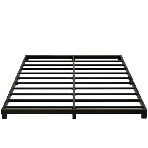 YUSENHEEI 4 Inch Full Size Bed Frame, Heavy Duty Metal Platform Low Bed Frame Full, No Box Spring Needed, Noise Free, Easy Assembly, Black YUSENHEEI