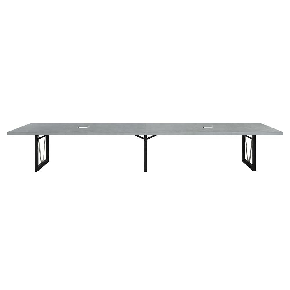 nbf signature series District 14' Conference Table Southern Walnut/Black Base | Industrial Design, Laminate Top, Cable Management, Grommet Covers, Solid Wood Frame nbf signature series