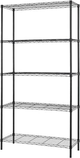 FDW 14" D x 36" W x 72" H 5-Shelf Wire Shelving Adjustable Metal Shelf Large Storage Shelves Heavy Duty Height Commercial Grade Steel Layer Shelf 1250 LBS Capacity,Black FDW