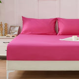 Homiest 3PCS Pure Cotton Fitted Sheet & Pillowcase Set, Queen Size, 400 Thread Count, Soft & Breathable, 15 Inch Deep Pocket, Luxury 5-Star Hotel Quality Cotton Sheets, Hot Pink Homiest