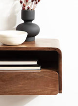 Kate and Laurel Kato Modern Wood Floating Side Table with Drawer, 18 x 10 x 9, Walnut Brown, Contemporary Wooden Floating Nightstand for Bedroom Bedside Table Kate and Laurel