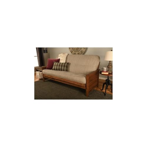 HomeStock Futon Frame Full Size Convertible Sofa Bed Solid Hardwood Weathered Brown Frame Only HomeStock