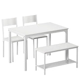 SogesPower Dining Table Set for 4, Kitchen Dining Table Set with 2 Chairs and 1 Bench, 4 Person Kitchen Table Set for Dining Room Restaurant Small Space, White SogesPower