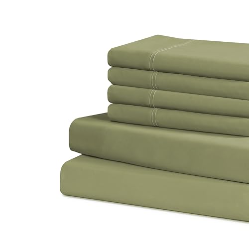 Home Collection Micro Caress Luxurious Sheet Set, 90GSM 3 -Piece Twin with 1 Additional Pillowcase, Sage Color Cathay Home