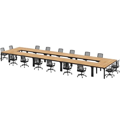 Tribesigns 78.74-Inch Conference Table Set,13FT Conference Room Table, Large Rectangle Meeting Seminar Tables Set,Long Business Tables (Chair not Included) (8, Natural+Black, 8 Pack) Tribesigns
