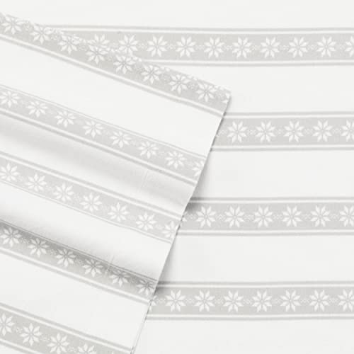 Eddie Bauer - Queen Sheets, Cotton Flannel Bedding Set, Brushed For Extra Softness, Cozy Home Decor (Snowflake Fair Isle, Queen) Eddie Bauer