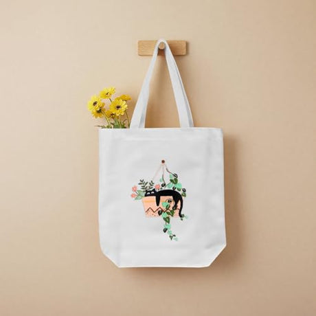 ERKOON Embroidery Canvas Tote Bag for Beginners, Needlepoint Arts Crafts Cross Stitch Kits for Adults Including Stamped Embroidery Bag with Hoops, Needle, Instruction and Color Threads (Cat) ERKOON