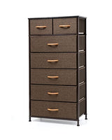 Pellebant Dresser for Bedroom with 7 Drawers, Tall Dresser Vertical Storage Tower, Sturdy Metal Frame, Fabric Storage Bins with Wooden Handle and Wooden Top, Organizer Unit for Closet/Hallway, Brown Pellebant